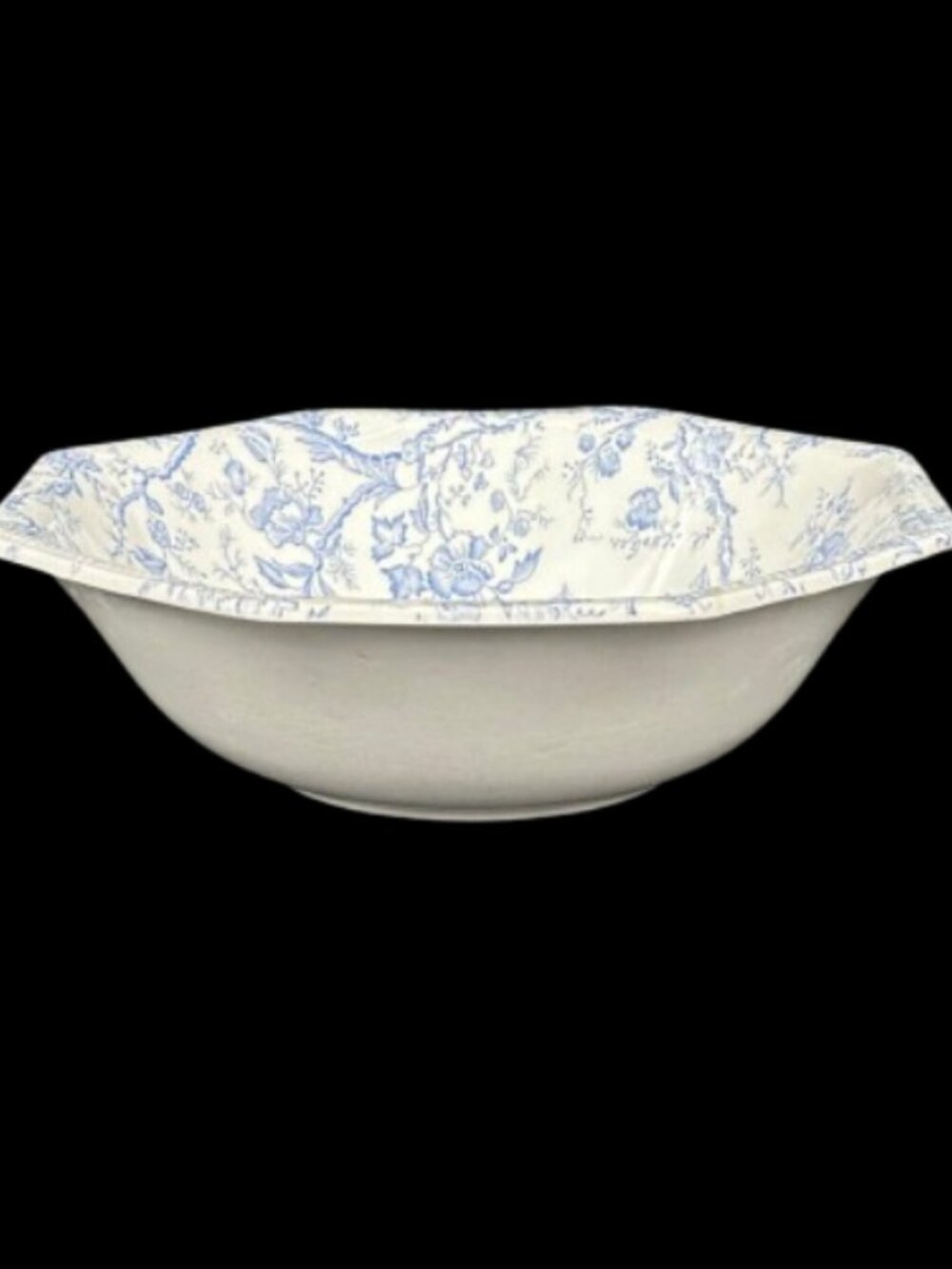 Vintage Johnson Brothers Hyde Park Octagonal Bowl Blue White English Chintz - Picture 6 of 7